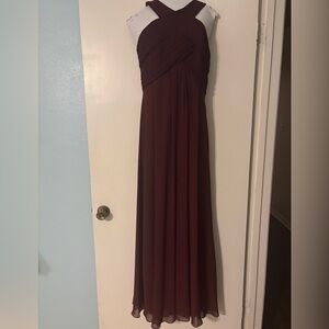 Elegant Burgundy Cross-Strap Gown
